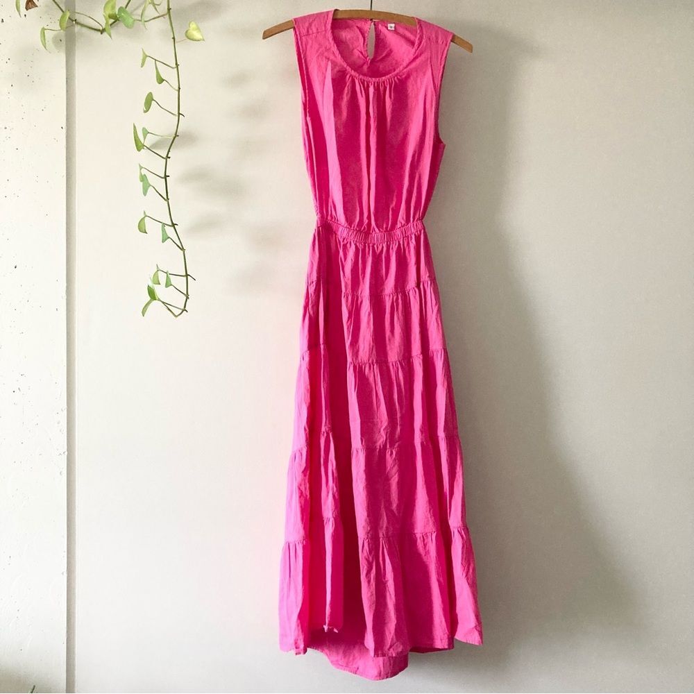 Hot Pink CutOut Sides Tiered Maxi‎ Dress S